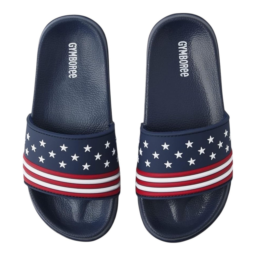Gymboree Kids American Cutie Patriotic Stars Stripes Slide Sandals Navy Size 12